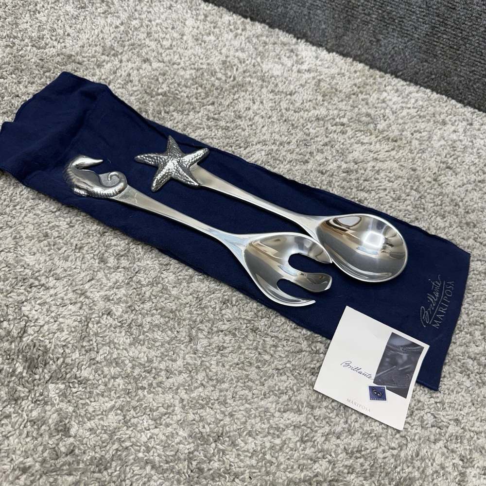 Mariposa aluminum serving utensils seahorse starfish